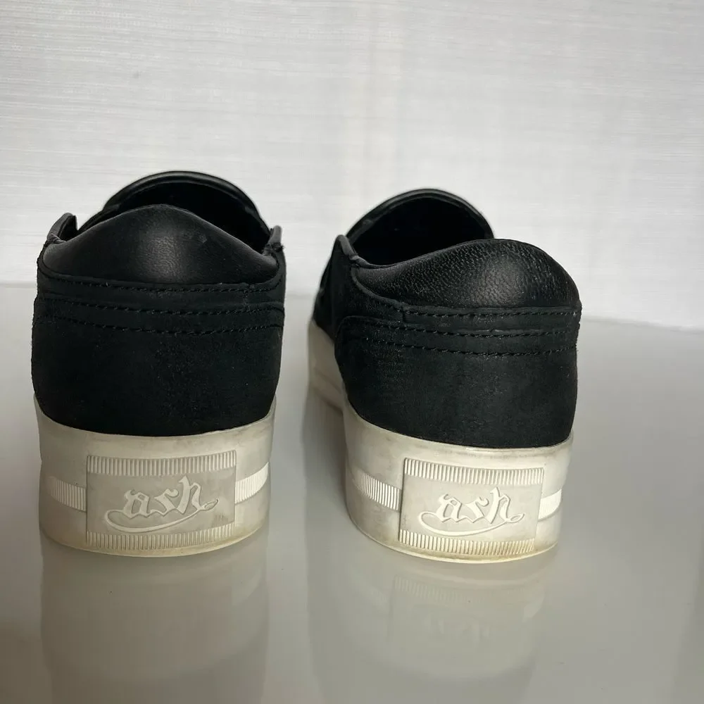 ASH Jungle Black Leather Platform Sneaker Sz 39/8